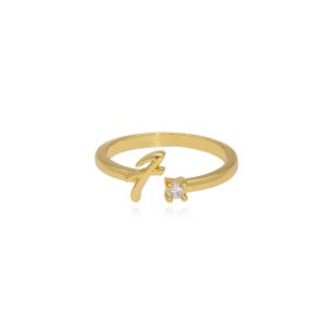 Anillo Letra F Chapa de Oro