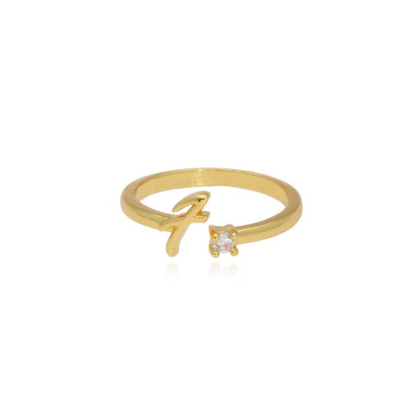 Anillo Letra F Chapa de Oro