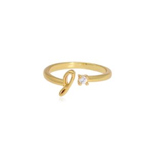 Anillo Letra J Chapa de Oro