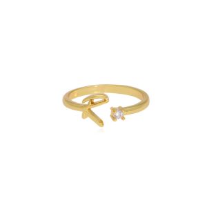 Anillo Letra R Chapa de Oro