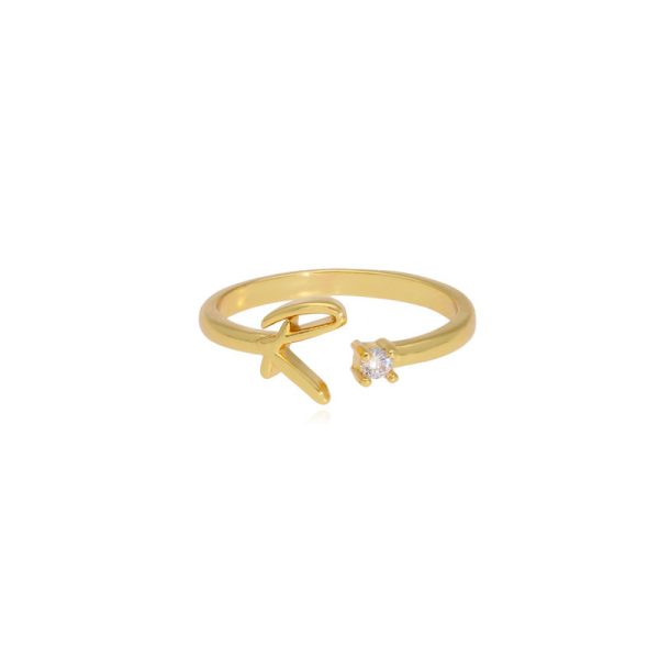 Anillo Letra R Chapa de Oro