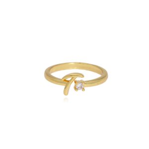 Anillo Letra T Chapa de Oro