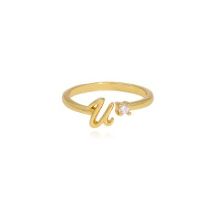Anillo Letra U Chapa de Oro