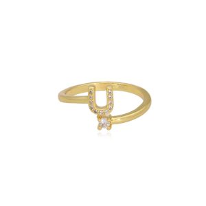 Anillo Letra U Chapa de Oro