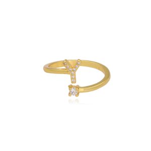 Anillo Letra Y Chapa de Oro