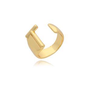 Anillo Letra T Chapa de Oro