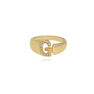 Anillo Letra G Chapa de Oro