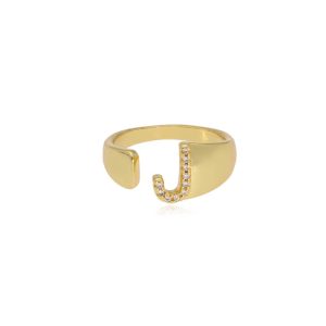 Anillo Letra J Chapa de Oro