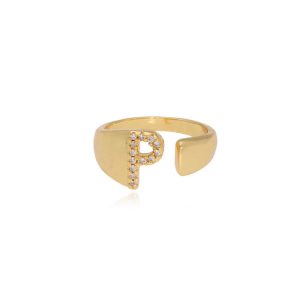 Anillo Letra P Chapa de Oro