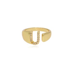 Anillo Letra U Chapa de Oro