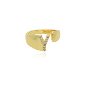 Anillo Letra Y Chapa de Oro