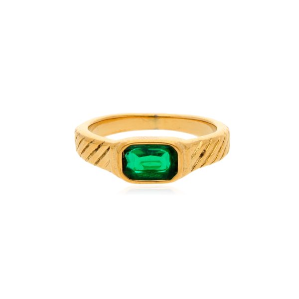 Anillo Acero Inoxidable Verde #8 A02113