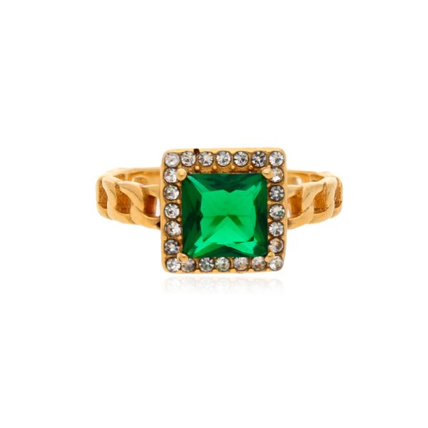Anillo Acero Inoxidable Verde #8 A02125