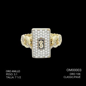 Anillo Oro 10 K Classic/Pavé 7 1/2 talla 3.1