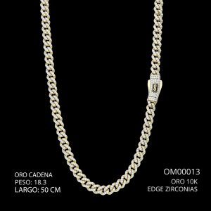 Cadena Oro 10 K Edge Zirconias 50 CM 18.3