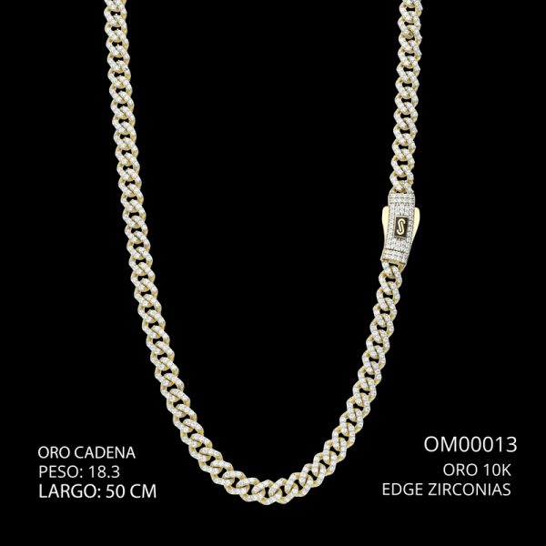 Cadena Oro 10 K Edge Zirconias 50 CM 18.3