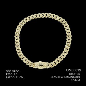 Pulso Oro 10 K Classic Adiamantado 6.5 mm 21 CM  7.1