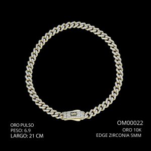 Pulso Oro 10 K Edge Zirconia 5 mm 21 cm 6.9
