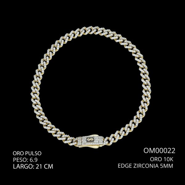 Pulso Oro 10 K Edge Zirconia 5 mm 21 cm 6.9