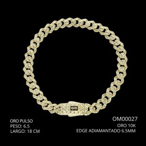 Pulso Oro 10 K Edge Adiamantado 6.5 mm 18 CM 6.5