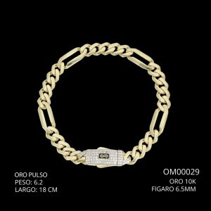 Pulso Oro 10 K  Figaro 6.5 mm 18 CM 6.2