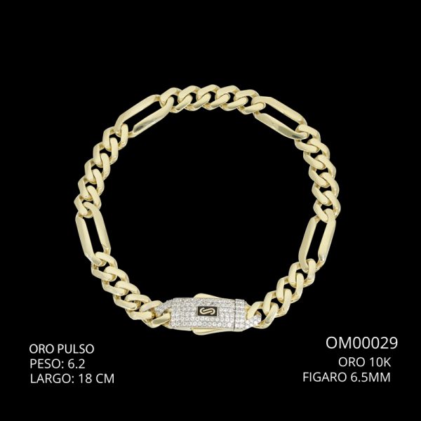 Pulso Oro 10 K  Figaro 6.5 mm 18 CM 6.2