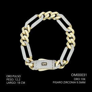 Pulso Oro 10 K Figaro Zirconia 9.5 mm 18 CM 12.2