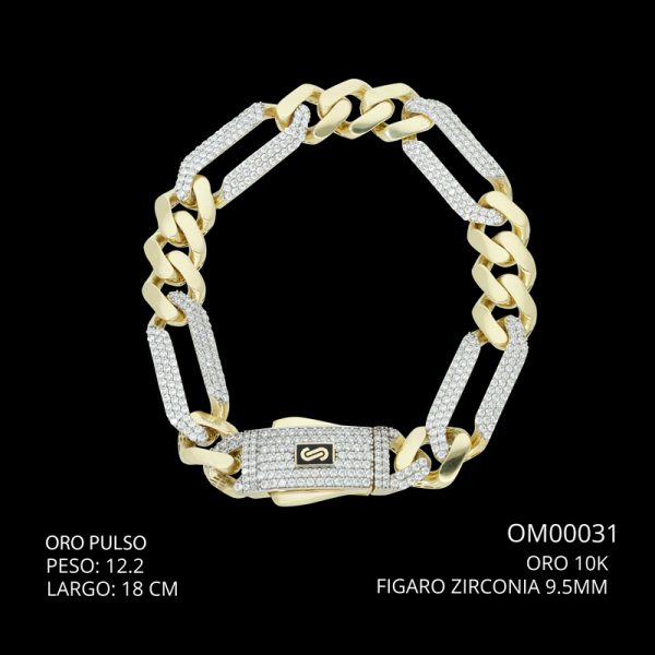 Pulso Oro 10 K Figaro Zirconia 9.5 mm 18 CM 12.2