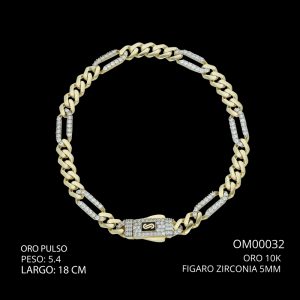Pulso Oro 10 K Figaro Zirconia 5 mm 18 CM 5.4