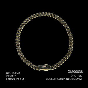 Pulso Oro 10 K Edge Zirconia Negra 5 mm 21 CM 7