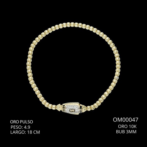 Pulso Oro 10 K Bub 3 mm 18 CM 4.9