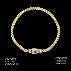 Pulso Oro 10 K Cube 4 mm 20  CM 6.6