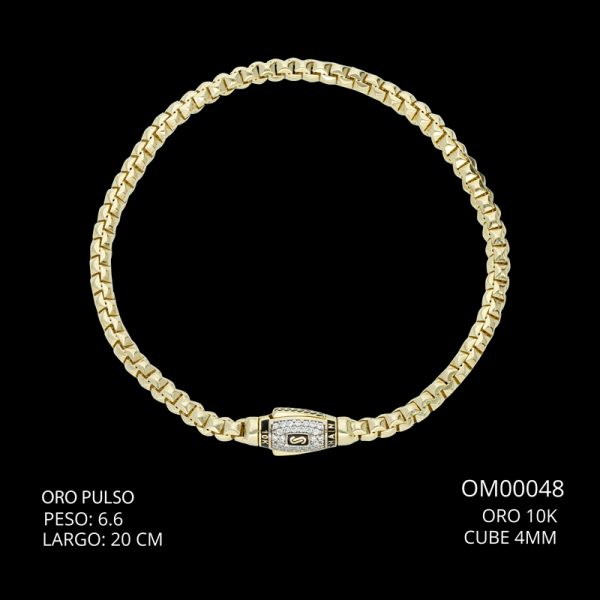 Pulso Oro 10 K Cube 4 mm 20  CM 6.6