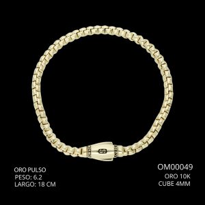 Pulso Oro 10 K Cube 4 mm 18 CM 6.2