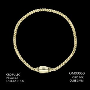 Pulso Oro 10 K Cube 3 mm 21 CM 5.3