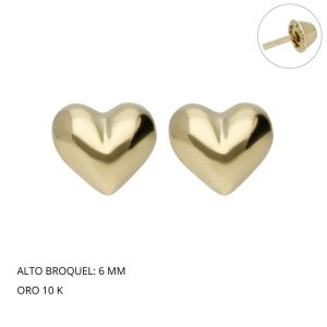 Broquel Corazon Inflado Liso Grande Oro