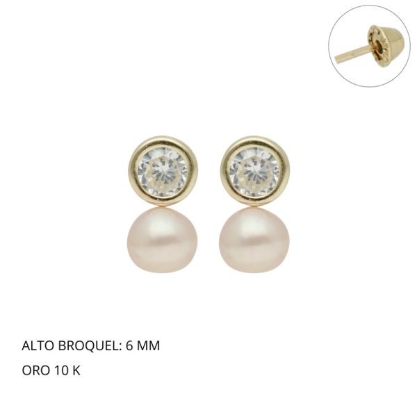 Broquel Tu y Yo Perla/Bisel Oro
