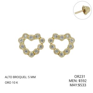 Broquel Baby Corazon Blanco Oro