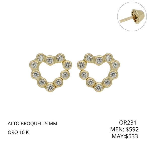 Broquel Baby Corazon Blanco Oro
