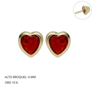 Broquel Bisel Corazon Rojo # 4 Oro
