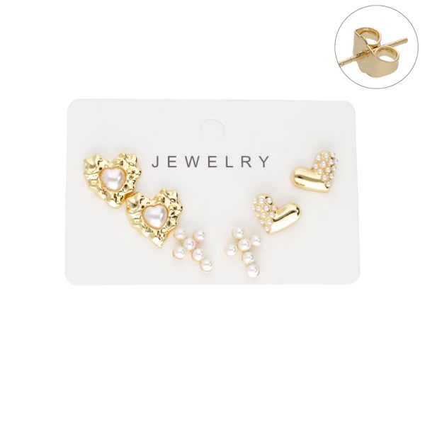 Arete Chapa de Oro set 3 pz BO3102 BO3102