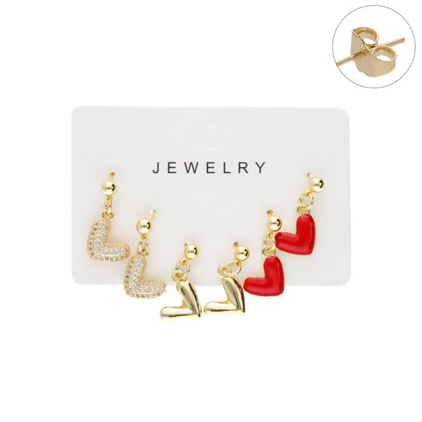 Arete Chapa de Oro set 3 pz BO3103 BO3103