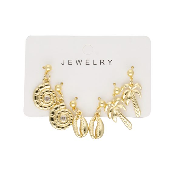Arete Chapa de Oro set 3 pz BO3105 BO3105