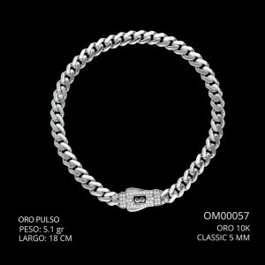 Pulso Oro 10 K Classic Dorada Zirconia Blanca 5 mm 18 cm 5.1 OM00057