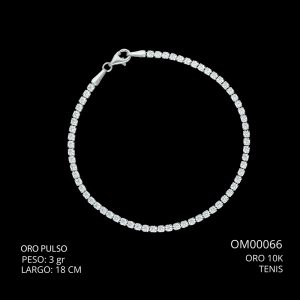 Pulso Oro 10 K Tipo Tenis Plateada Zirconia Blanca 18 cm 3 OM00066