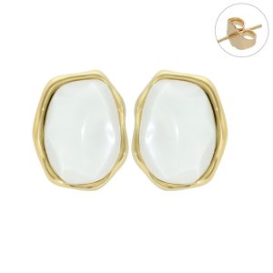 Arete Acero Inoxidable Piedra Blanca A004531