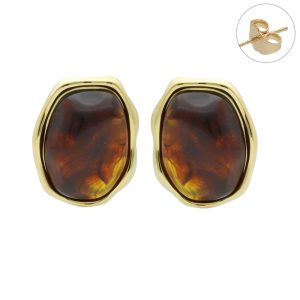 Arete Acero Inoxidable Piedras Cafes A004533