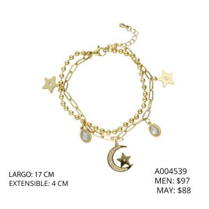 Pulsera Acero Inoxidable Luna Y Estrella A004539