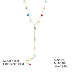 Collar Acero Inoxidable Piedras De Colores A004542