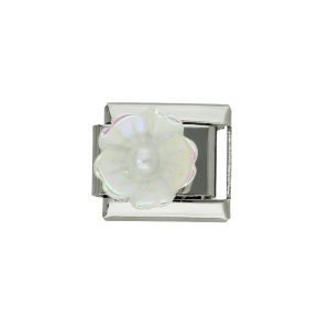 Charm  de Acero Inoxidable Flor Blanca  A005131